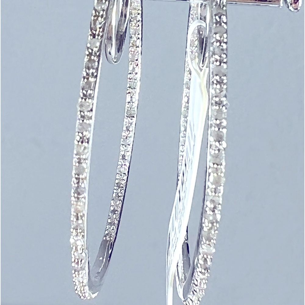 1/2 CTTW DIAMOND HOOP STERLING SILVER EARRING